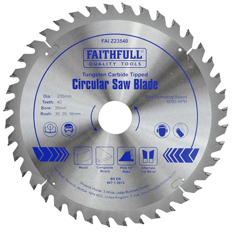 Faithfull Lame de scie circulaire Carbure de tungstène 235 x 35 x 40T (Import Grande Bretagne)