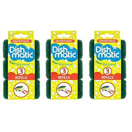 Dishmatic Lot de 9 éponges vertes de rechange très résistantes