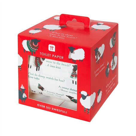 Talking Tables Papier toilette de Noël fantaisie avec mouton | Accessoire de salle de bain Funny Loo