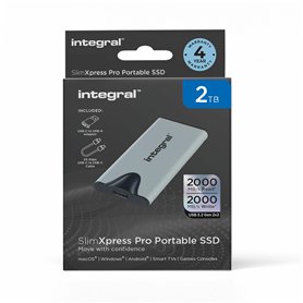 Integral SlimXpress Pro 2 to Disque Dur Externe SSD Portable : USB-C, 2000 Mo/s Lecture/Écriture, USB 3.2 Gen 2x2, Design Compac Integral SlimXpress Pro 2 to Disque Dur Externe SSD Portable : USB-C