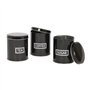 Harbour Housewares 3pc Rond Métal Thé Café Sucre Ensemble de Bidons - Noir - Ancien Cuisine Boîte de Rangement Caddie Récipient