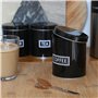 Harbour Housewares 3pc Rond Métal Thé Café Sucre Ensemble de Bidons - Noir - Ancien Cuisine Boîte de Rangement Caddie Récipient