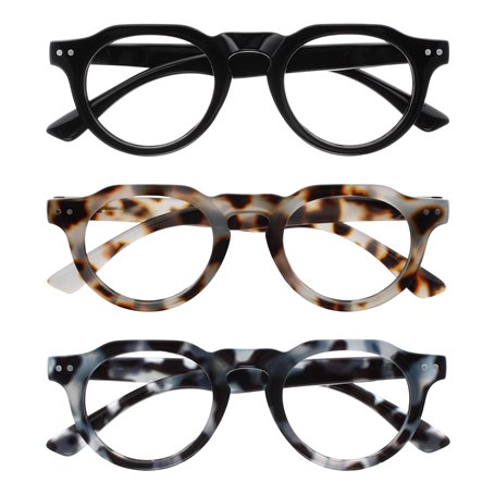 OPULIZE RIO Lunettes de Lecture Anti-Lumière Bleue Lot de 3 - Monture Partie Supérieure Droite - Noir