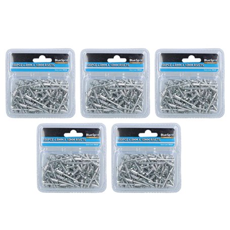 500 Aluminium métriques Pop Rivets aveugles Pot de fixation fixation 4.8x10mm