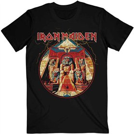 Iron Maiden T Shirt Powerslave Lightning Circle Band Logo Officiel Homme Noir Iron Maiden T Shirt Powerslave Lightning Circle Band Logo Officiel Homme Noir