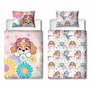 Housse de Couette Officielle Paw Patrol pour lit d'enfant | Motif Fleurs et Skye réversible 2 côtés avec taie d'oreiller Assorti