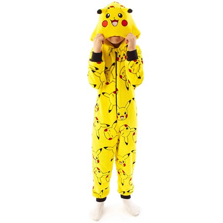Pokémon Onesie Boys Pikachu Yellow Yellow Ears 3D Enfants Tout en Un Pyjamas PJS 5-6 Ans
