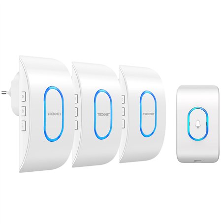 TECKNE Sonnette Extérieure sans Fil Etanche avec 3 Récepteurs