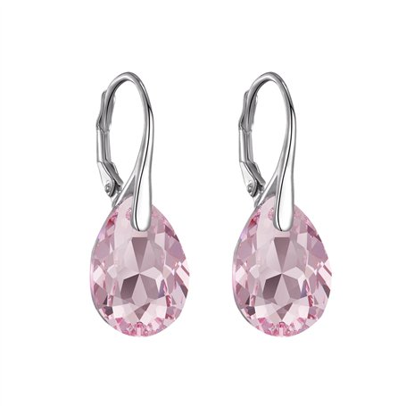 Boucles d'oreilles pendantes en argent sterling rose clair créées avec des cristaux Zircondia®