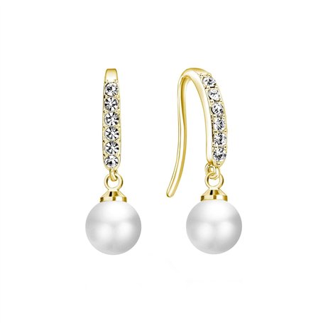 Philip Jones Boucles d'oreilles pendantes plaquées or avec perles créées avec des cristaux Zircondia®