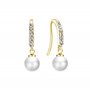 Philip Jones Boucles d'oreilles pendantes plaquées or avec perles créées avec des cristaux Zircondia®