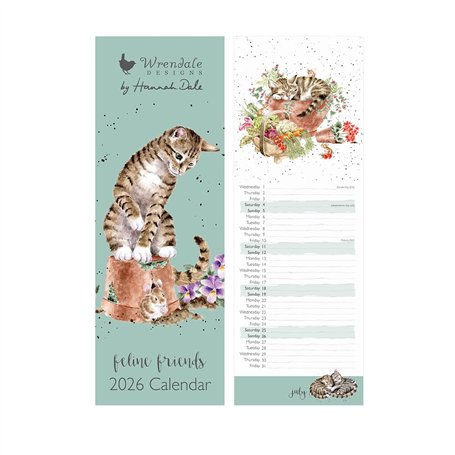 Wrendale Designs - Calendrier fin 2026 « Feline Friends » en forme de chat