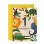 Central 23 Carte De 1er Anniversaire Pour Enfant - Jolie Carte De Voeux Pour Garçon Et Fille - 1 An - Animaux Sauvages - Livrée