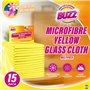 Buzz Lot de 15 chiffons en microfibre pour vitres et miroirs - Sans traces - Doux pour la surface - Lingettes de nettoyage réuti