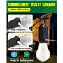 Lampe Camping Rechargeable, Lanterne de Camping Ampoule Rechargeable usb, Lampe Solaire Camping Rechargeable Luminosité Réglable