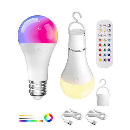 Lamptobe USB C Batterie Ampoule Rechargeable Avec Télécommande