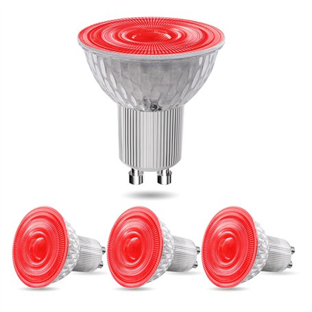 BrightWish Lot de 4 ampoules LED GU10 rouges 5 W non dimmable - Remplacement halogène GU10 pour éclairage décoratif et paysage
