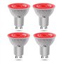 BrightWish Lot de 4 ampoules LED GU10 rouges 5 W non dimmable - Remplacement halogène GU10 pour éclairage décoratif et paysage