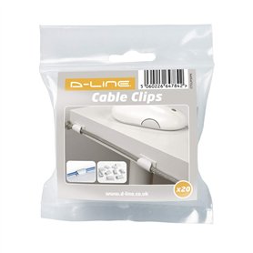 D-Line CTCLIP20PK Attache-Câbles, Organiser vos Câbles, Serre-câble - Set de 20 Pièces - Blanc D-Line CTCLIP20PK Attache-Câbles