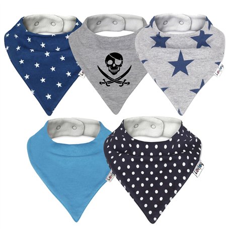 Bandana Bébé Bavoir de 5- Doux et Absorbant Avec Doublure Imperméable à l'eau