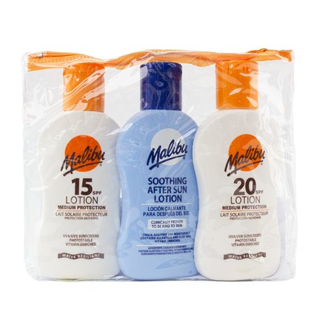 Malibu Set de voyage 1 crème solaire SPF15 100 ml 1 crème solaire SPF20 100 ml 1 après soleil 100 ml