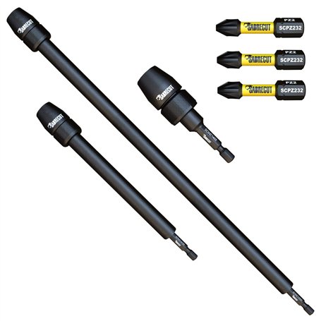 SabreCut SCRK6 6 pièces 65 mm 152 mm et 305 mm Porte-embouts à impact professionnel avec 3 embouts de tournevis magnétiques PZ2