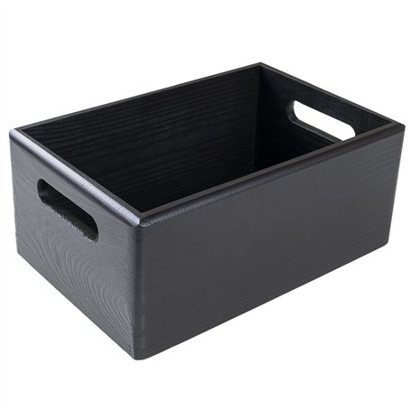 Creative Deco Caisse Bois Rangement Noir | 30 x 20 x 13 cm (+/- 1cm) | Boîte de Rangement Bois avec Poignées | Boite Rangement C
