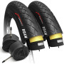 Fincci Velo Pneus 700 x35c avec 2x Chambre a Air Presta 37-622 - Paire Pliable Tire 28 x 1.35 Pouces avec Protection Anti Crevai