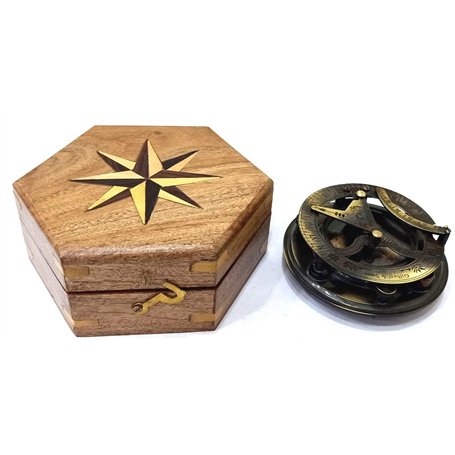 Cadran solaire fait main boussole dans un coffret cadeau cadran soleil montre capitaine navigation cadran solaire laiton nautiqu
