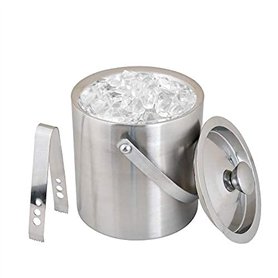 Kosma Seau à glace double paroi en acier inoxydable avec pince | Seau à glaçons – 1