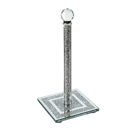London Boutique Porte-Rouleau de Cuisine en Cristal sur Pied avec Base carrée en Diamant écrasé 30 cm de Hauteur