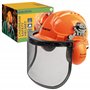 BLOSTM Casque de Sécurité pour Tronçonneuse - 3 en 1 Casque Debroussailleuse Orange avec Visière en Maille d'acier et Cache-Orei