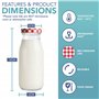HEFTMAN Lot de 6 mini bouteilles de lait en verre avec couvercles - Vides - 250 ml - Avec couvercles vichy rouges - Pour boisson