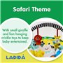 LADIDA Transat pour bébé, thème safari lumineux et coloré, musique apaisante et vibration pour se détendre et divertir bébé