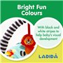 LADIDA Transat pour bébé, thème safari lumineux et coloré, musique apaisante et vibration pour se détendre et divertir bébé