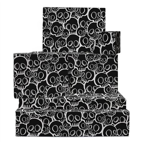 Papier cadeau noir - Papier cadeau tête de mort - 6 feuilles de papier cadeau - Punk Rock Gothique - Pour homme femme - Annivers