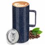 BELLE VOUS Tasse Isotherme Acier Inoxydable Bleu 560 ml avec Couvercle Coulissant et Poignée - Tasse Isotherme pour Boissons Cha