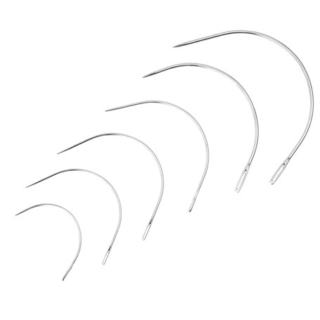 Wisebom 12 Pcs Aiguilles Courbées Set 6 Tailles C Type Aiguilles à Coudre Main Kit 2/2.5/3/3.5/4/5 pouces C Type Aiguilles à Cou