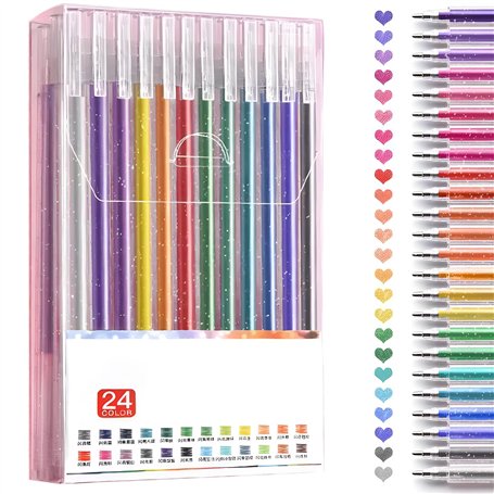 OWill 24 Stylo Gel Pailleté Pour Livres