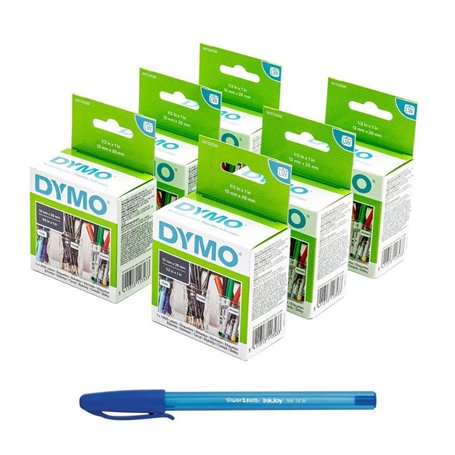 Dymo 6X DYMO Authentic LabelWriter Petites étiquettes multi-usages S0722530 | 13 mm x 25 mm | Autocollant | Rouleau de 1000 | Ét
