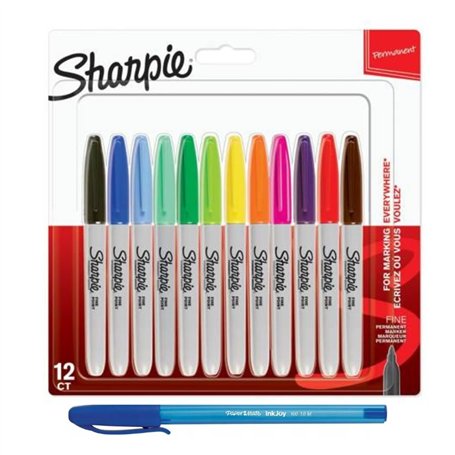 Sharpie PaperMate Lot de 12 marqueurs permanents Pointe fine