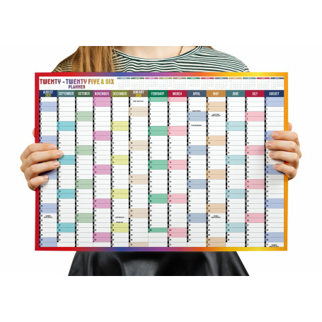 Grand planificateur mural 2025-2026 - Format A2 - Calendrier scolaire annuel - Grand planificateur annuel d'août à août - Année