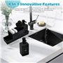 Distributeur Liquide Vaisselle 4 en 1 - Porte Éponge et Brosse avec Organisateur Évier Cuisine Pratique - Distributeur Savon Cui
