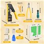 Pince à Sertir RJ45 Kit pour Connecteur Réseau CAT5/CAT5E/CAT6/CAT6A/CAT7 Kit de Outil Sertissage RJ45 avec 50 Connecteurs Teste