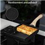 Winter Shore Kit Poele Omelette Japonaise - Poele a Oeuf Rectangle Antiadhésive avec Poignée en Bois - Comprend 1 Assiette pour