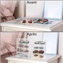 Winter Shore Boite Rangement Lunettes Soleil en Acrylique avec 4 Tiroirs [Lot de 2] - Range Lunettes Design en Plastique Transpa