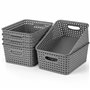 Winter Shore Panier Rangement Plastique Gris (Lot de 6) - Paniers pour Étagères avec Poignées - Bac Rangement Salle de Bain, Cui