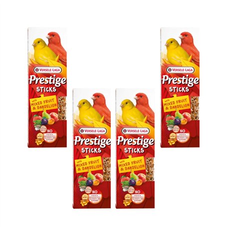 Versele-Laga Prestige Sticks Canaris Fruits Mixtes & Pissenlit | Pack de 4 | 4 x 60 g | Snack pour Canaris | sans conservateurs