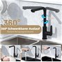 Robinet de cuisine noir avec affichage de la température, robinet d'évier de cuisine extensible et pivotant à 360°, haute pressi