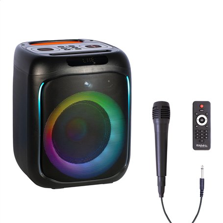 Ibiza - CUBE180 - Enceinte de 6.5”/16cm de 180W sur batterie avec micro filaire et effet lumineux - Bluetooth
